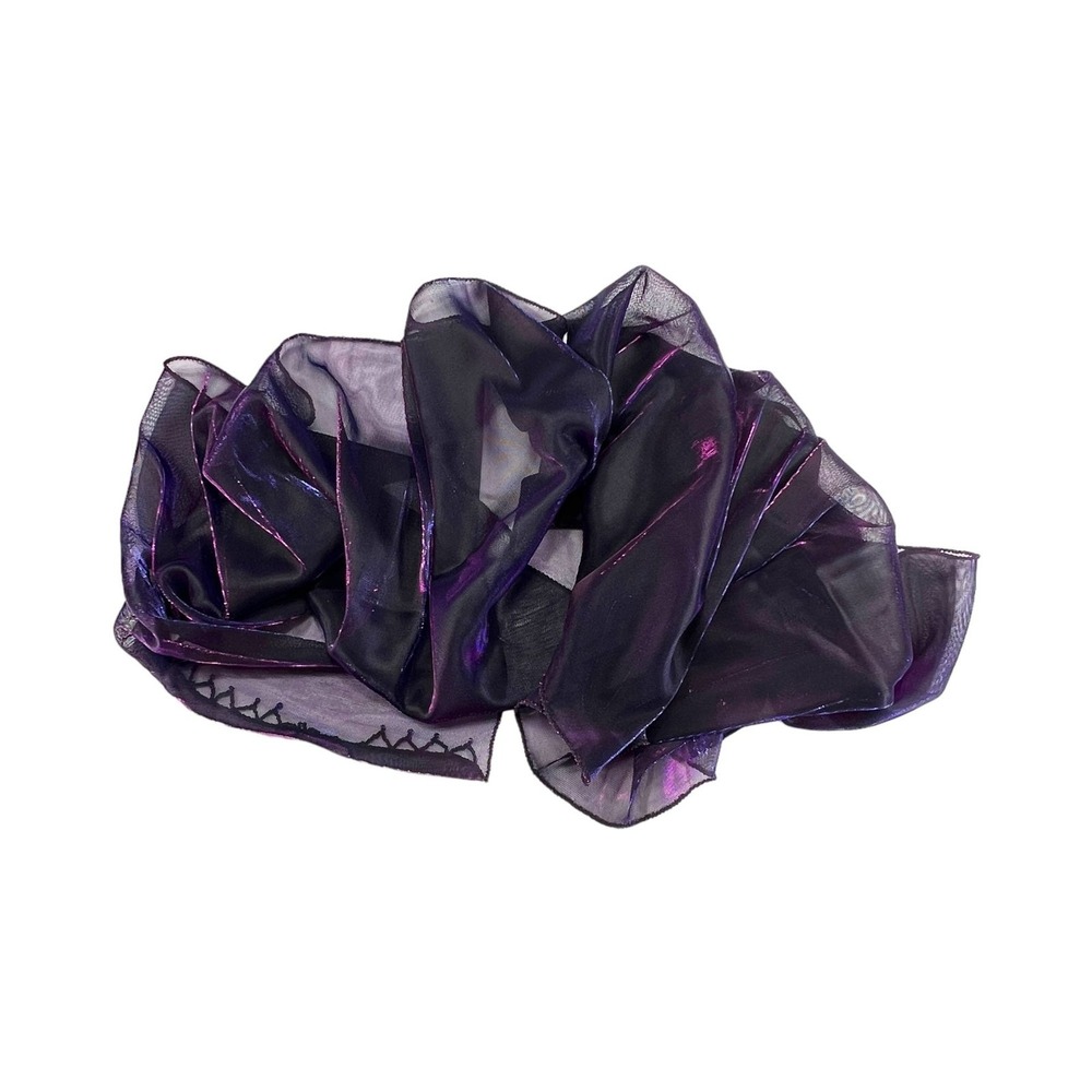 Chicos Purple Metallic Beaded Trim Shawl Wrap 14 x 64" Iridescent Pink and Blue - Picture 8 of 8